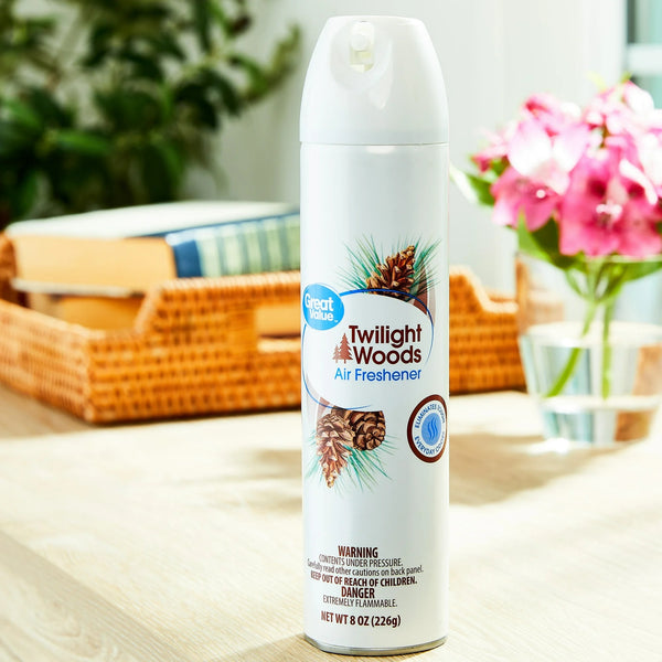 Aerosol Air Freshener, Twilight Woods - 2 packs - 8 oz per pack - plus 3 My Outlet Mall Resealable Storage Pouches