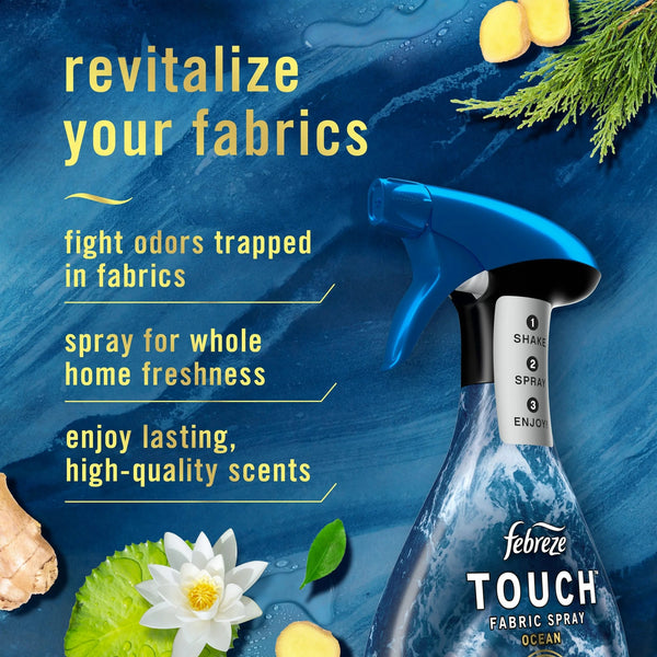 Fabric Spray Air Freshener, Odor-Fighting Fabric Refresher, Unstopables Ocean - 1 pack - 16.9 fl oz per pack - plus 3 My Outlet Mall Resealable Storage Pouches