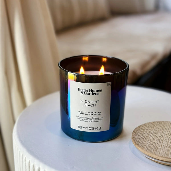 Midnight Beach Scented 2-Wick Iridescent Jar Candle - 1 pack - 12 oz per pack - plus 3 My Outlet Mall Resealable Storage Pouches