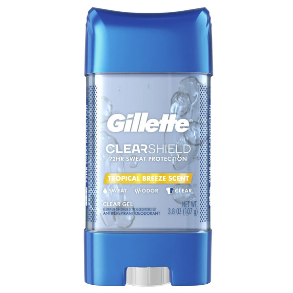 Clear Gel Antiperspirant and Deodorant for Men Tropical Breeze Scent - 3 packs - 3.8 oz per pack - plus 3 My Outlet Mall Resealable Storage Pouches
