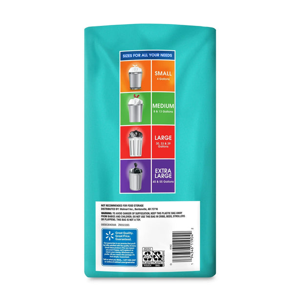 55-Gallon Extra Large Outdoor Twist Tie Trash Bags - 1 pack - 20 count per pack - plus 3 My Outlet Mall Resealable Storage Pouches