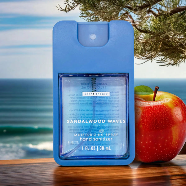 Hand Sanitizer Spray, Sandalwood Waves - 2 packs - 1fl oz per pack - plus 3 My Outlet Mall Resealable Storage Pouches