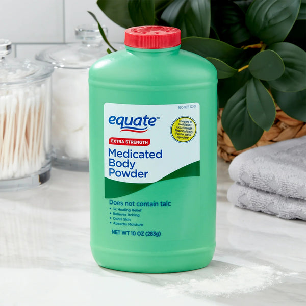 Extra Strength Medicated Body Powder, Eucalyptus Scent - 1 pack - 10 oz per pack - plus 3 My Outlet Mall Resealable Storage Pouches