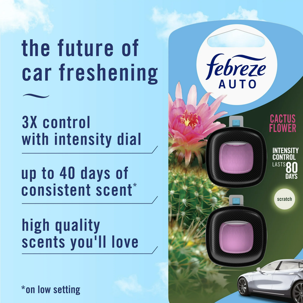 Car Air Freshener, Odor-Fighting Car Vent Clip, Cactus Flower - 1 pack - 2 count per pack plus 3 My Outlet Mall Resealable Storage Pouches