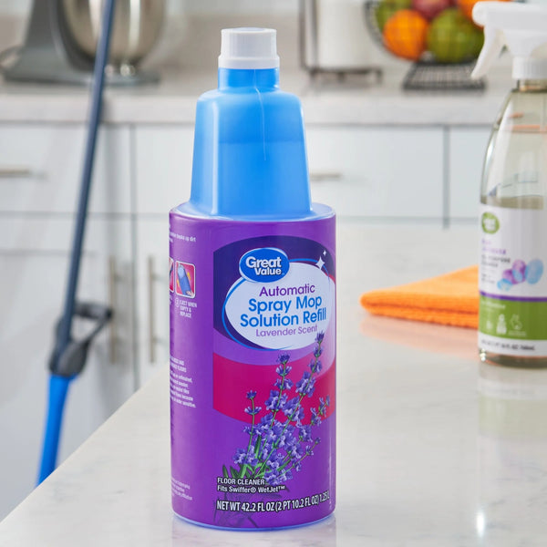 Auto Spray Mop Floor Cleaning Solution Refill, Lavender Scent - 1 pack - 42 oz per pack - plus 3 My Outlet Mall Resealable Storage Pouches