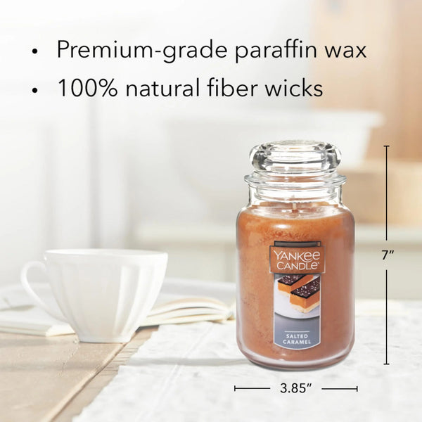 Candle Salted Caramel Original Large Scented Jar Candle - 3 packs - 22 oz per pack - plus 3 My Outlet Mall Resealable Storage Pouches