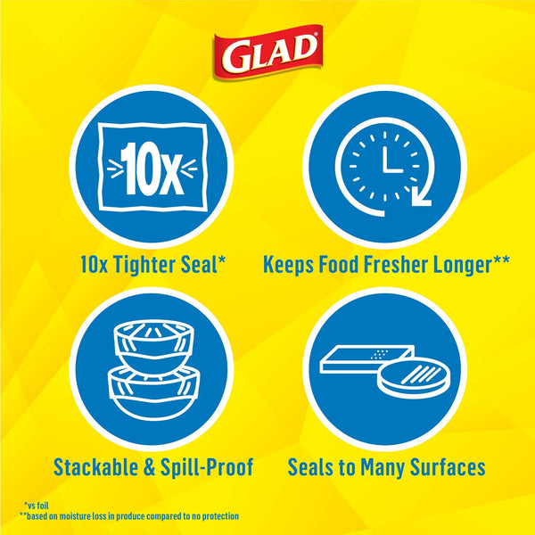 Press'n Seal Plastic Food Wrap - 1 pack -  100 sq ft Roll per pack - plus 3 My Outlet Mall Resealable Storage Pouches
