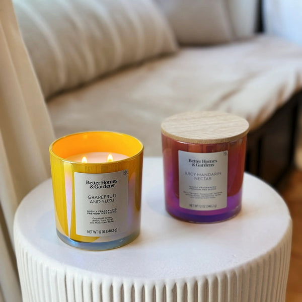 Grapefruit & Yuzu Scented 2-Wick Iridescent Jar Candle - 1 pack - 12 oz per pack - plus 3 My Outlet Mall Resealable Storage Pouches
