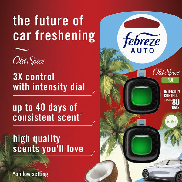 Auto Car Air Freshener, Odor-Fighting Car Vent Clip, Old Spice Fiji - 1 pack - 2 count per pack plus 3 My Outlet Mall Resealable Storage Pouches