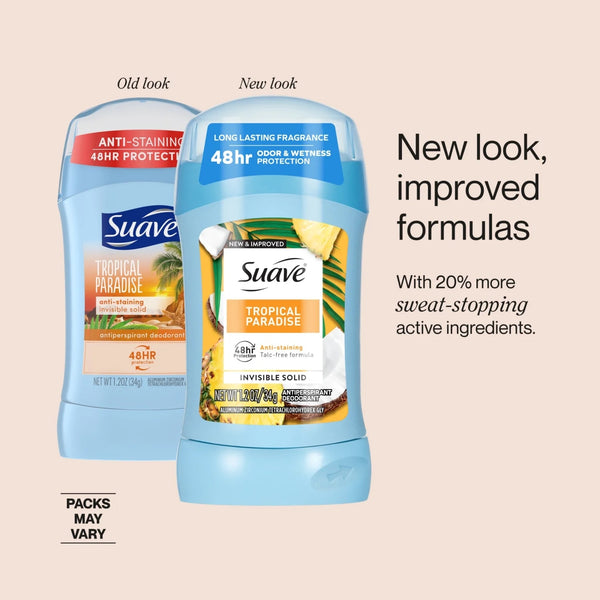 Antiperspirant Deodorant For Women, 48hr Protection, Tropical Paradise - 1 pack - 1.2 oz per pack - plus 3 My Outlet Mall Resealable Storage Pouches