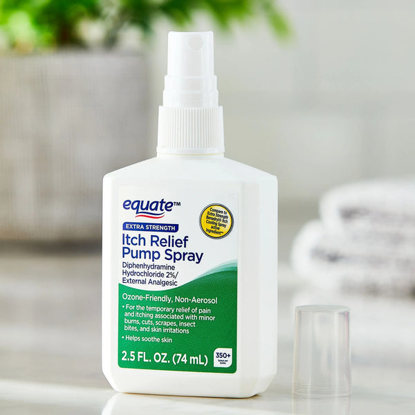 Extra Strength Anti-Itch Pump Spray for Skin Irritation - 1 pack - 2.5 oz per pack - plus 3 My Outlet Mall Resealable Storage Pouches