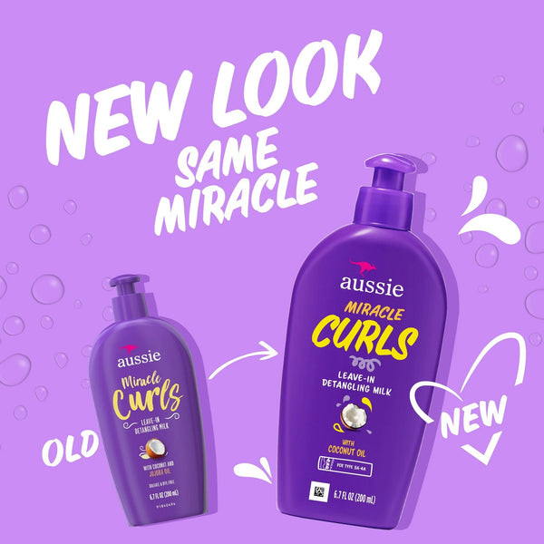 Miracle Curls Leave-in Detangling Milk, for Curly Hair Types Paraben Free - 1 pack - 6.7Fl oz per pack - plus 3 My Outlet Mall Resealable Storage Pouches
