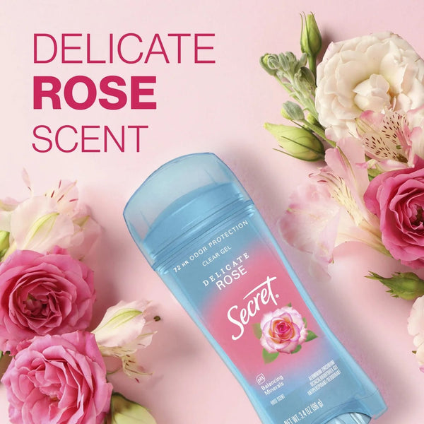 Clear Gel Antiperspirant and Deodorant for Women, Rose Scent - 2 packs - 3.4 oz per pack - plus 3 My Outlet Mall Resealable Storage Pouches