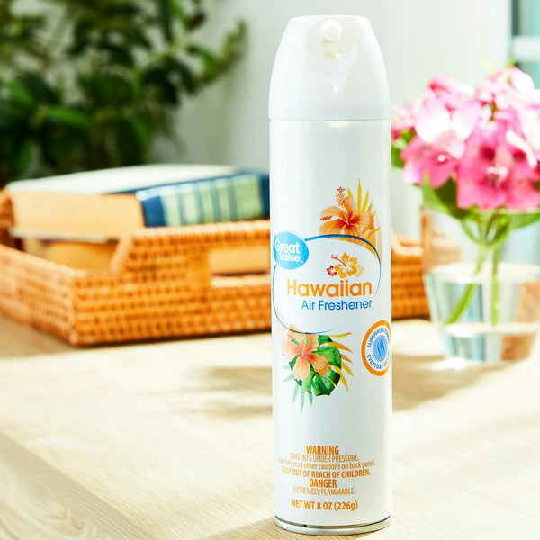 Aerosol Air Freshener, Hawaiian - 1 pack - 8 oz per pack - plus 3 My Outlet Mall Resealable Storage Pouches