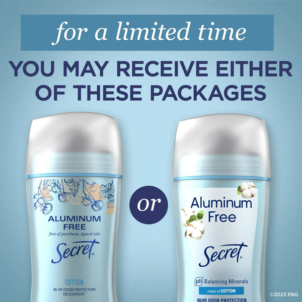 Aluminum Free Women's Deodorant Solid, Cotton - 1 pack - 2.4 oz per pack - plus 3 My Outlet Mall Resealable Storage Pouches