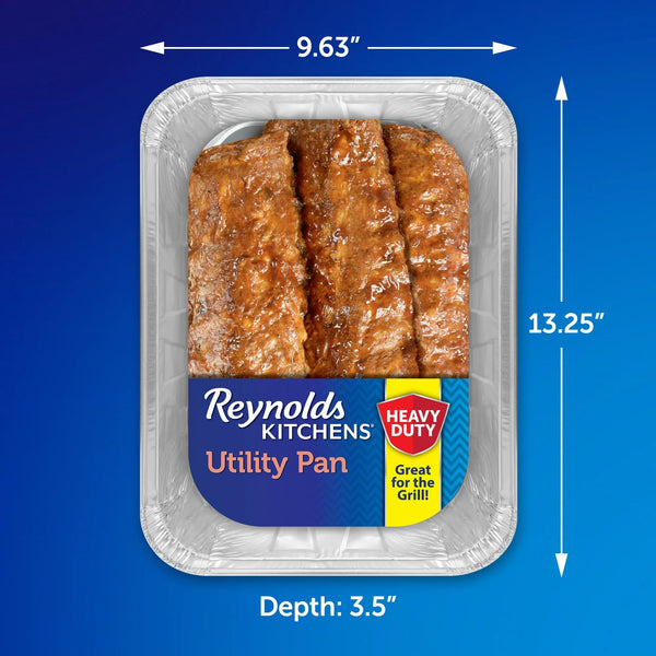Kitchens Heavy Duty Utility Pan for Grilling, 13.25 x 9.63 x 3.5 inches - 1 pack - plus 3 My Outlet Mall Resealable Storage Pouches
