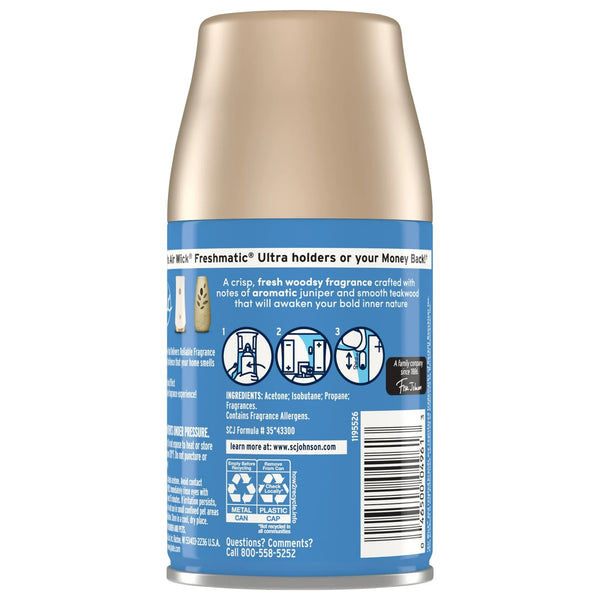 Automatic Spray Refill, Air Freshener,&nbsp;Infused with Essential Oils, Juniper & Teak - 1 pack - 6.2 oz per pack - plus 3 My Outlet Mall Resealable Storage Pouches