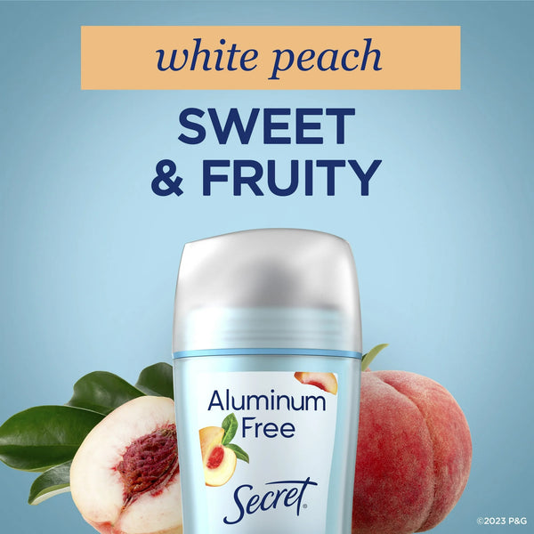 Aluminum Free Women's Deodorant Solid, White Peach - 1 pack - 2.4 oz per pack - plus 3 My Outlet Mall Resealable Storage Pouches