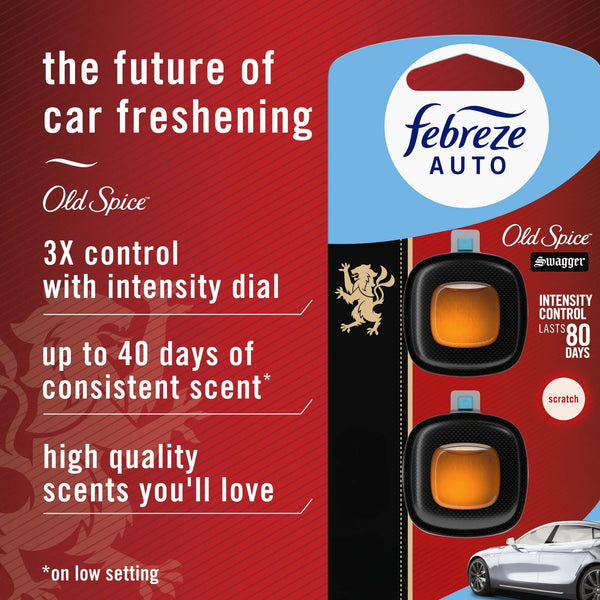 Auto Car Air Freshener, Odor-Fighting Car Vent Clip, Old Spice Swagger, 2 Count - 1 pack - plus 3 My Outlet Mall Resealable Storage Pouches