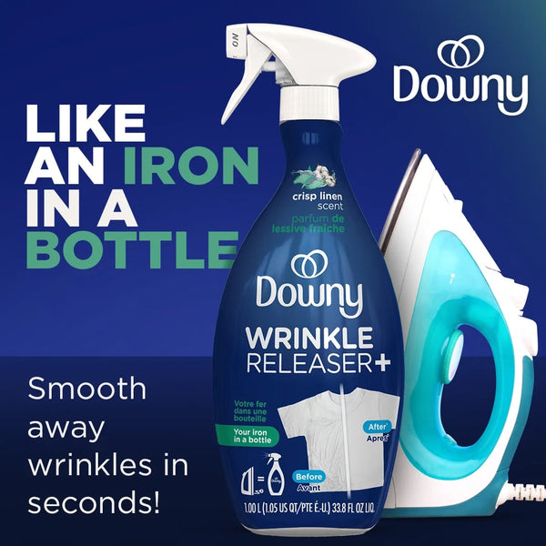 Wrinkle Releaser Spray, Fabric Refreshing and Odor Eliminating, Crisp Linen - 2 packs - 33.8 fl oz per pack - plus 3 My Outlet Mall Resealable Storage Pouches