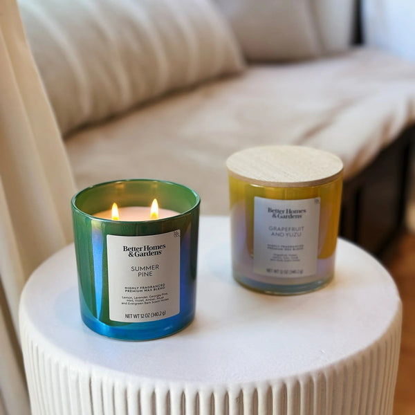 Summer Pine Scented 2-Wick Iridescent Jar Candle - 1 pack - 12 oz per pack - plus 3 My Outlet Mall Resealable Storage Pouches