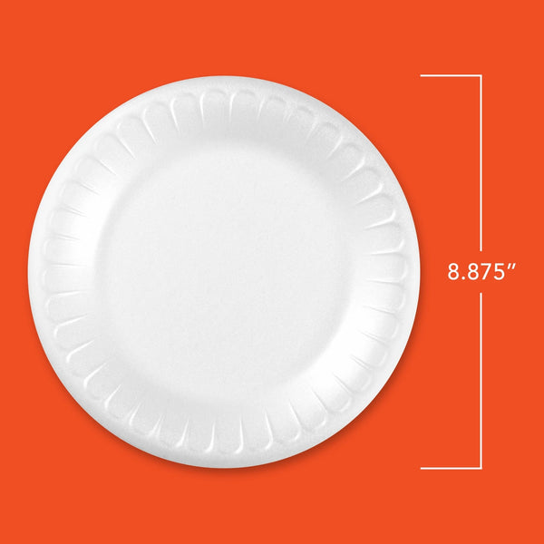 Everyday Soak-Proof Foam Plates, White, 8.875 inch - 2 packs - 50 Count per pack - plus 3 My Outlet Mall Resealable Storage Pouches