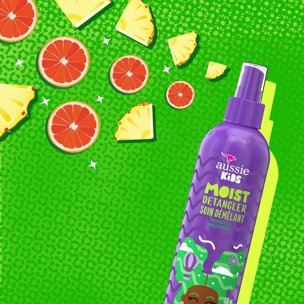 Kids Moist Detangler Spray for Kids, All Hair Types - 2 packs - 8Fl oz per pack - plus 3 My Outlet Mall Resealable Storage Pouches