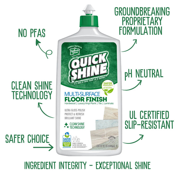 Multi-Surface Floor Finish, Pfas-Free Formula, All Purpose Household Floor Polish - 2 packs - 27 oz per pack - plus 3 My Outlet Mall Resealable Storage Pouches