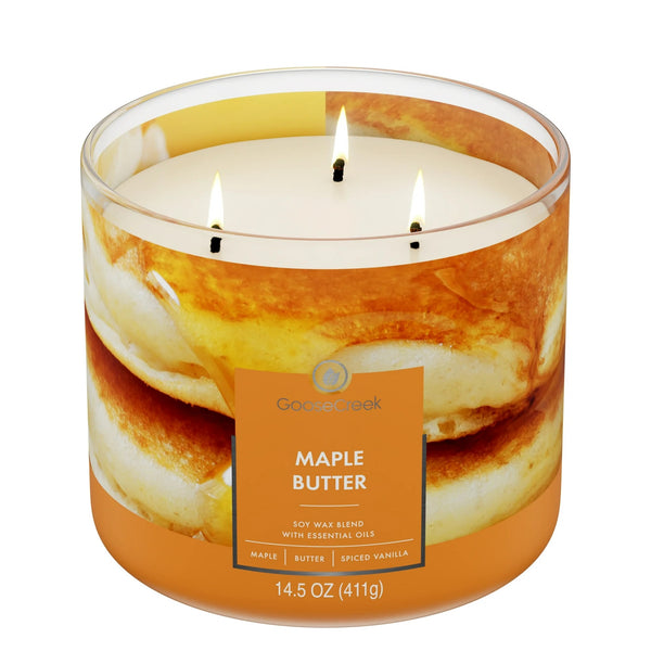 Maple Butter Scented 3-Wick Jar Candle - 1 pack - 14.5 oz per pack - plus 3 My Outlet Mall Resealable Storage Pouches