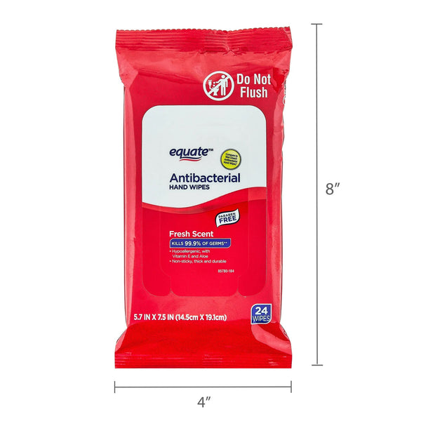 Antibacterial Hand Wipes, Fresh Scent - 1 pack - 24 count per pack - plus 3 My Outlet Mall Resealable Storage Pouches