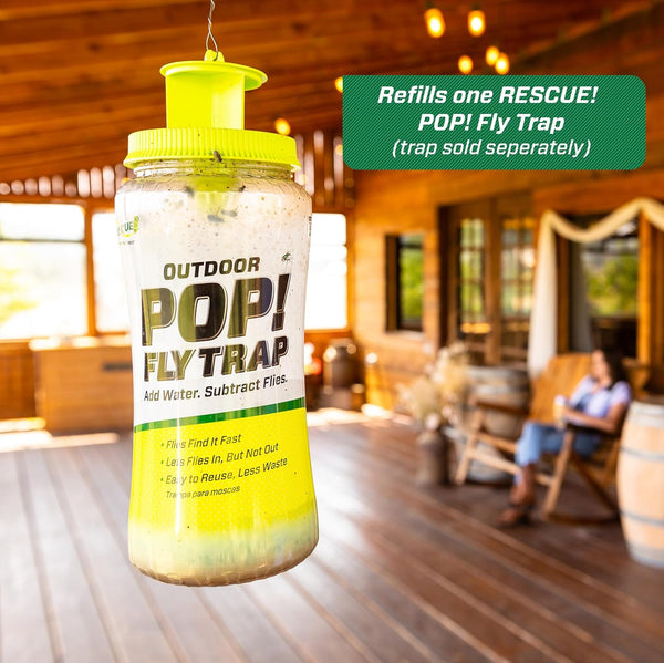 Pop! Fly Trap Bait Refill, Outdoor Use, Water Soluble Powder - 1 pack - plus 3 My Outlet Mall Resealable Storage Pouches