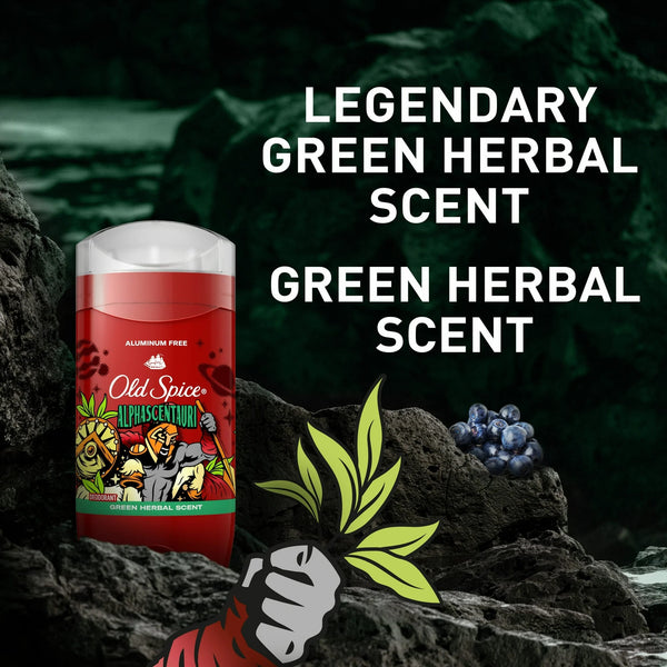 Aluminum Free Deodorant for Men, Alphascentauri, Green Herbal Scent - 1 pack - 3 oz per pack - plus 3 My Outlet Mall Resealable Storage Pouches