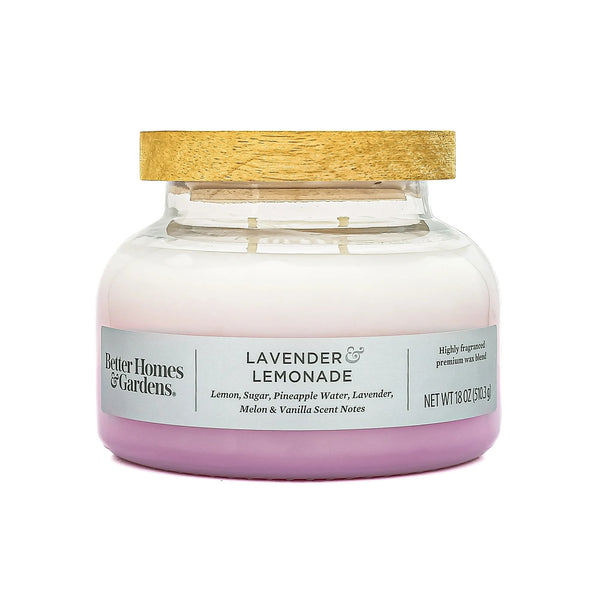 Lavender and Lemonade Scented 2-Wick Ombre Bell Jar Candle - 1 pack - 18 oz per pack - plus 3 My Outlet Mall Resealable Storage Pouches