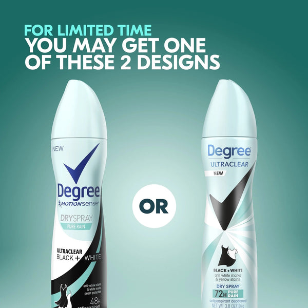 Ultra Clear Long Lasting Antiperspirant Deodorant Dry Spray, Pure Rain - 1 pack - 3.8 oz per pack - plus 3 My Outlet Mall Resealable Storage Pouches