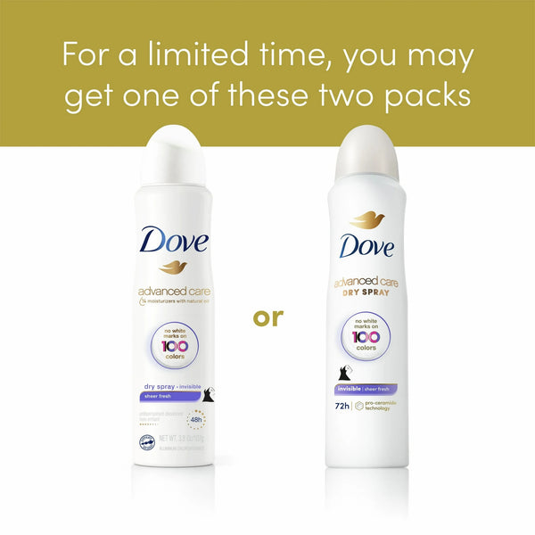 Advanced Care Long Lasting Antiperspirant Deodorant Dry Spray, Sheer Fresh - 2 packs - 3.8 oz per pack - plus 3 My Outlet Mall Resealable Storage Pouches