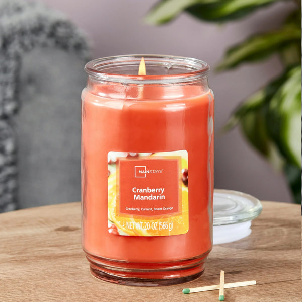 Cranberry Mandarin Scented Single-Wick Large Glass Jar Candle - 2 packs - 20 oz per pack - plus 3 My Outlet Mall Resealable Storage Pouches