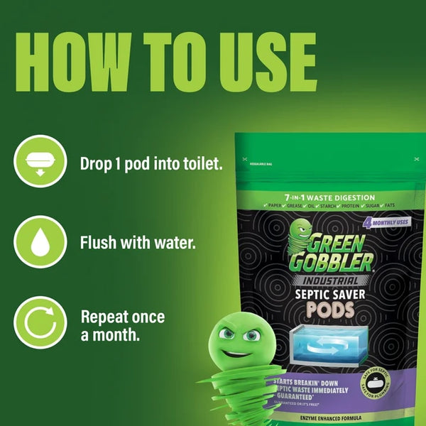 Industrial Strength Septic Tank Treatment Pods - 1 pack - 4 count per pack - plus 3 My Outlet Mall Resealable Storage Pouches