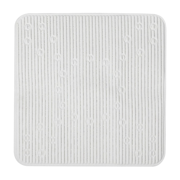 Foam Cushioned Shower Mat with Suction Cups, White 21" x 21" - 1 pack - plus 3 My Outlet Mall Resealable Storage Pouches