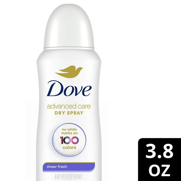 Advanced Care Long Lasting Antiperspirant Deodorant Dry Spray, Sheer Fresh - 2 packs - 3.8 oz per pack - plus 3 My Outlet Mall Resealable Storage Pouches