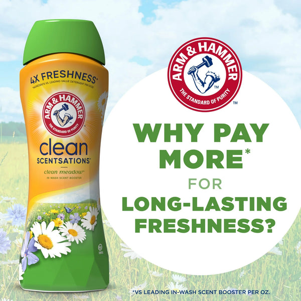 Clean Scentsations In-Wash Scent Booster, Laundry Scent Booster Clean Meadow scent - 2 packs - 24 oz per pack - plus 3 My Outlet Mall Resealable Storage Pouches