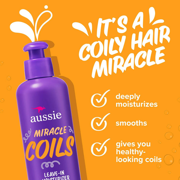 Miracle Coils Leave-in Moisturizer with Macadamia Nut Oil, Sulfate Free, Coily Hair - 2 packs - 8.5Fl oz per pack - plus 3 My Outlet Mall Resealable Storage Pouches