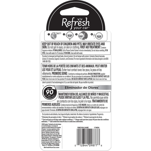 Mini Diffuser Car Air Fresheners, Lightning Bolt / Ice Storm Scent, 2 Count - 1 pack - plus 3 My Outlet Mall Resealable Storage Pouches