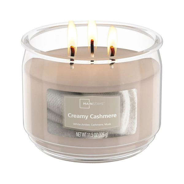Creamy Cashmere Scented 3-Wick Glass Jar Candle - 2 packs - 11.5 oz per pack - plus 3 My Outlet Mall Resealable Storage Pouches