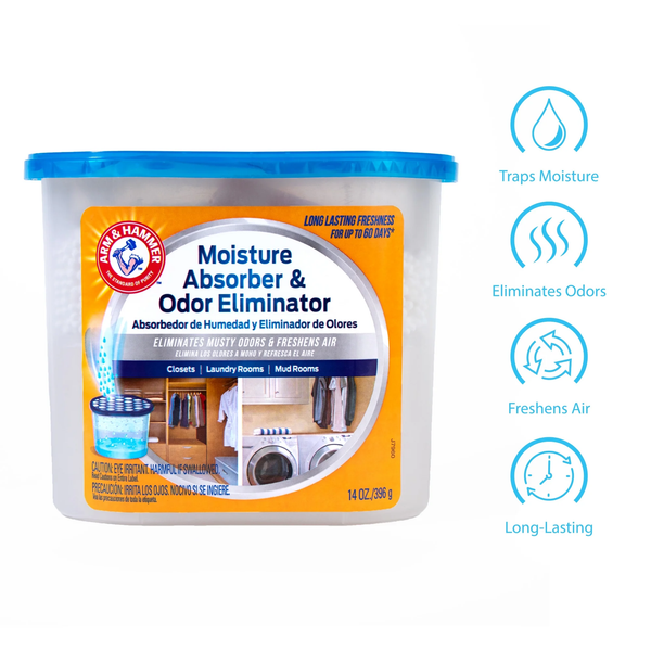 Fragrance Free Disposable Moisture Absorber -  2 packs - 14 oz per pack plus 3 My Outlet Mall Resealable Storage Pouches