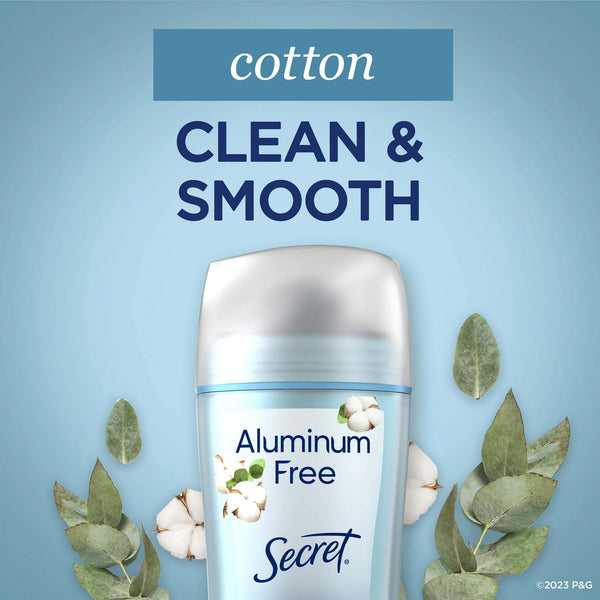 Aluminum Free Women's Deodorant Solid, Cotton - 1 pack - 2.4 oz per pack - plus 3 My Outlet Mall Resealable Storage Pouches