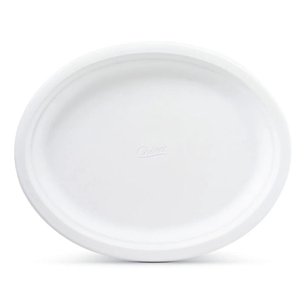 Classic Premium Disposable Paper Platters 12 ⅝ x 10", White - 1 pack - 30 Count per pack - plus 3 My Outlet Mall Resealable Storage Pouches