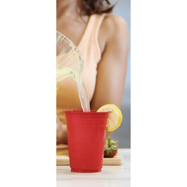 Compostable Disposable Cups, 18 oz, Red - 1 pack - 50 Count per pack - plus 3 My Outlet Mall Resealable Storage Pouches