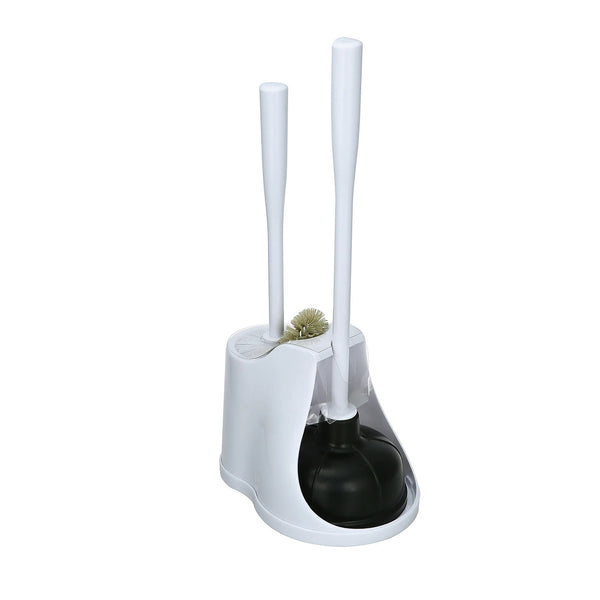 Toilet Plunger & Brush with Caddy 3 Piece Set, White - 1 pack - plus 3 My Outlet Mall Resealable Storage Pouches