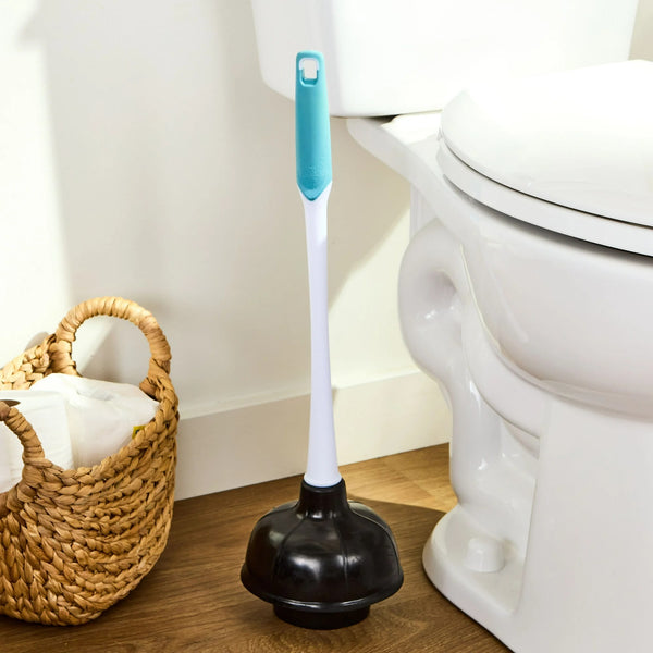Deluxe Toilet Plunger with 16-in Ergonomic Plastic Handle - 2 packs - plus 3 My Outlet Mall Resealable Storage Pouches