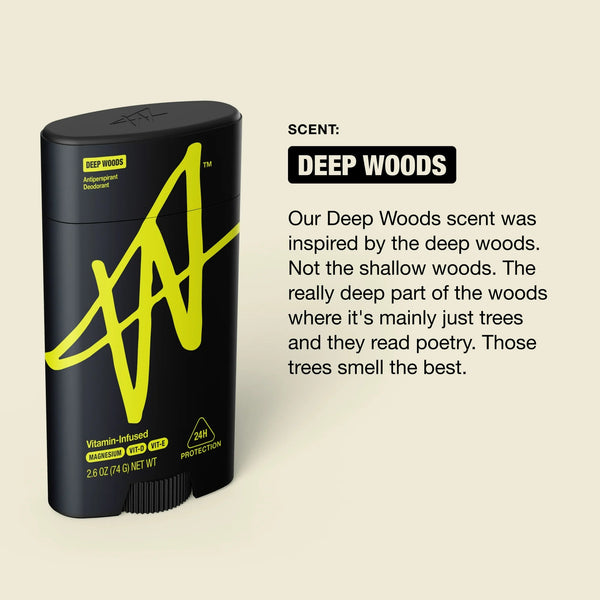 Jake Paul Men's Antiperspirant Deodorant Odor Blocking Sweat Defense Deep Woods - 1 pack - 2.6 oz per pack - plus 3 My Outlet Mall Resealable Storage Pouches